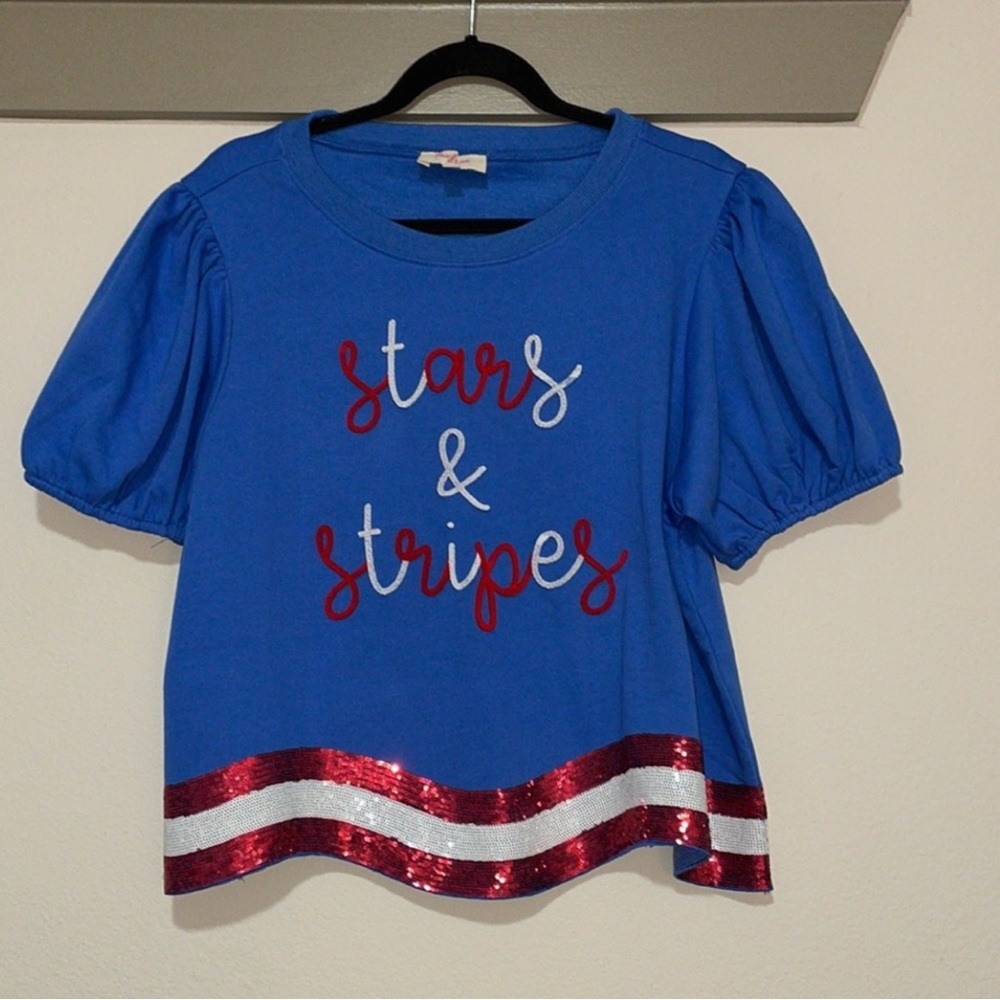 Blue Shirt with Stars & Stripes Design